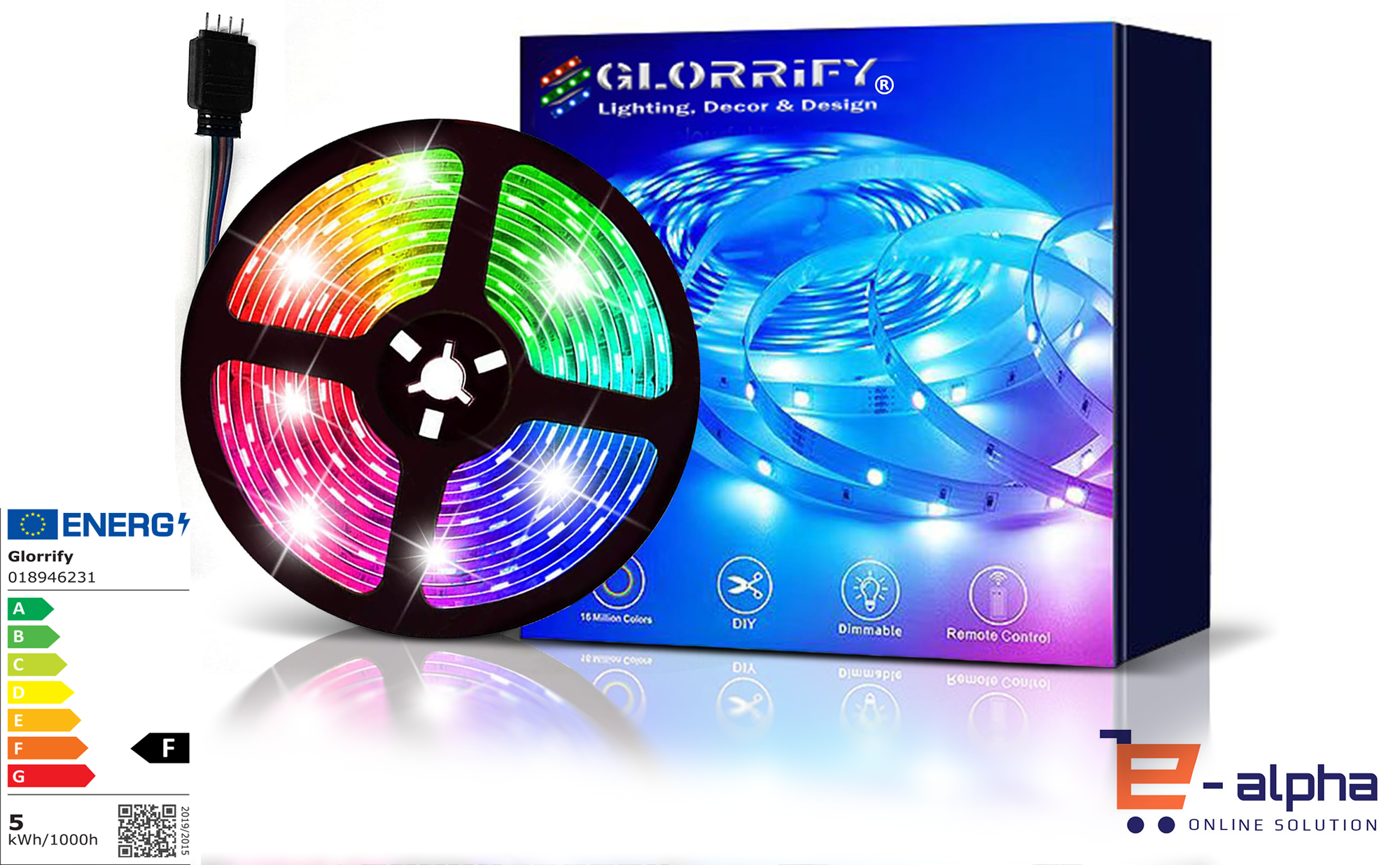 Glorrify RGB LED strip met Bluetooth